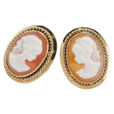 K18YG イエローゴールド シェルカメオ約11×15mm スタッドピアス レディース 【中古】